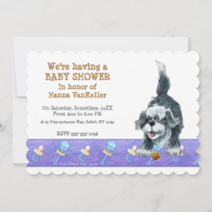 Convite Chá de fraldas de Cão-de-Ovelha