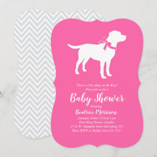Convite Chá de fraldas De Cão Labrador Garota Rosa