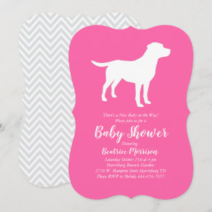 Convite Chá de fraldas De Cão Labrador Garota Rosa