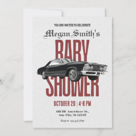 Convite Chá de fraldas de carro retrô clássico