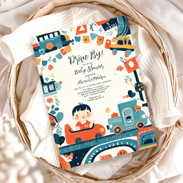 Convite Chá de fraldas de Carros Coloridos Divertidos