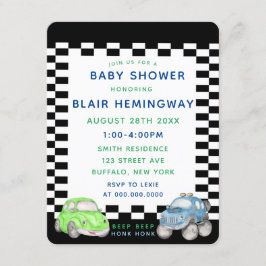 Convite Chá de fraldas de Carros de Aquarela com Sinalizad