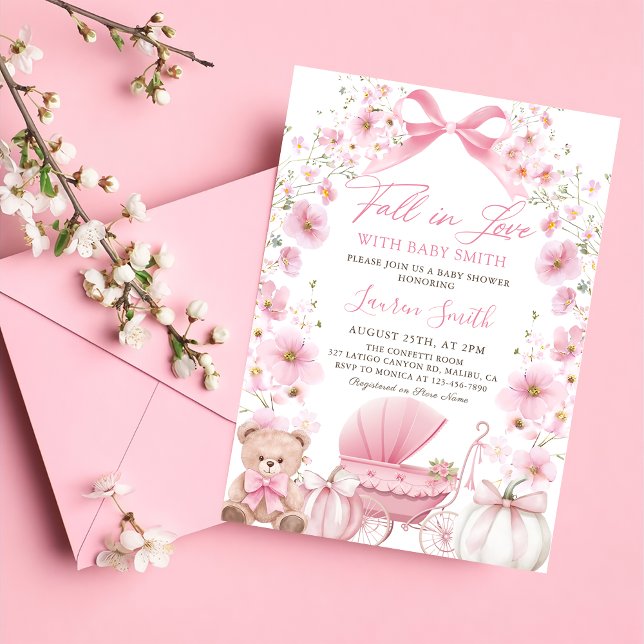 Convite Chá de fraldas de Carruagem para bebês da Pumpkin  (Criador carregado)