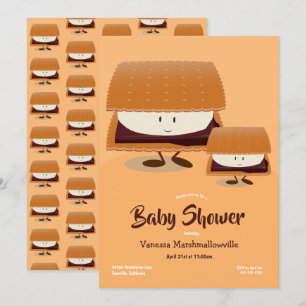 Convite Chá de fraldas de Cartoon Brown White S.