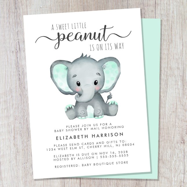 Convite Chá de fraldas De Casa De Elefante Cuja Caixa De C (Cute gender-neutral baby shower by mail invitation)