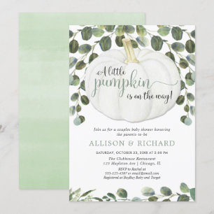 Convite Chá de fraldas de casais coed neutro para a abóbor