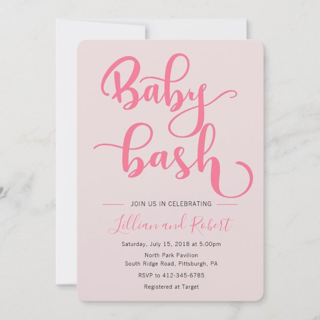 Convite Chá de fraldas de Casais de Baby Bash para Menina (Frente)
