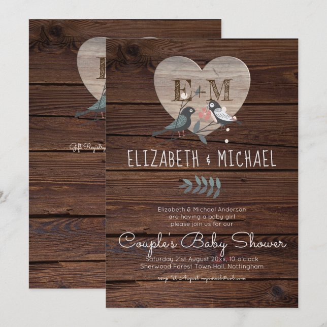 Convite Chá de fraldas de Casais de Florestas de Madeira (Frente/Verso)