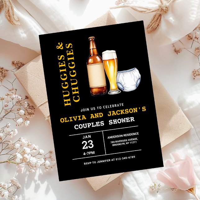 Convite Chá de fraldas de Casais Huggies e Chuggies (Criador carregado)