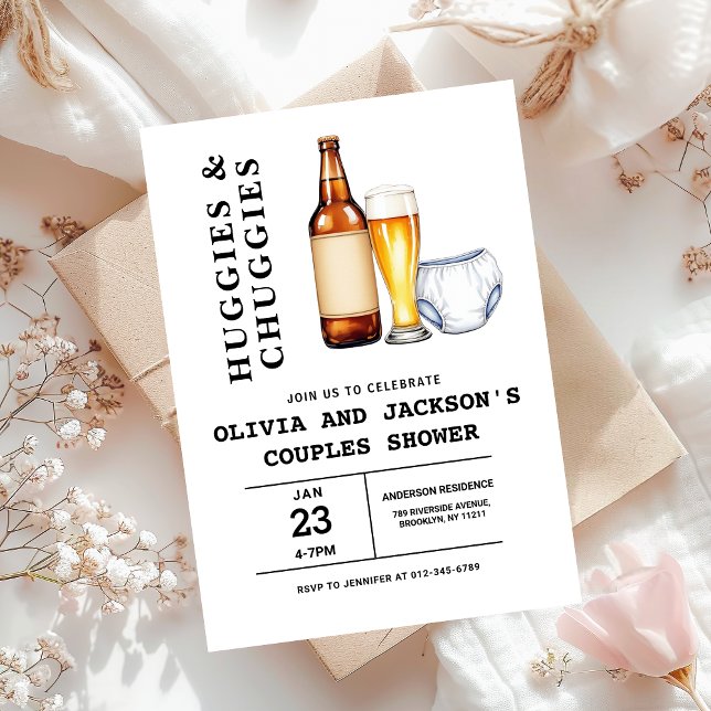 Convite Chá de fraldas de Casais Huggies e Chuggies (Criador carregado)