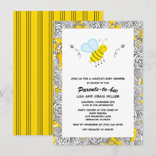 Convite Chá de fraldas de Casal Floral de Bumblebee
