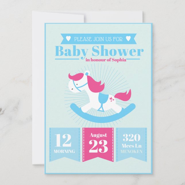 Convite Chá de fraldas de Cavalo Foguete (Frente)