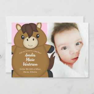 Convite Chá de fraldas de Cavalo Rosa