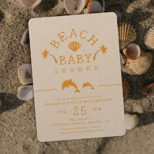 Convite Chá de fraldas de Cena de Bebê de Orange Beach