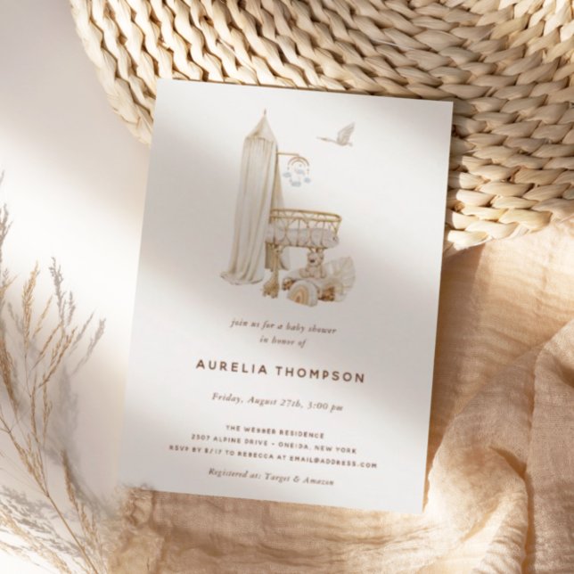 Convite Chá de fraldas de Cena de Nursery Bohemian (Criador carregado)