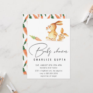 Convite Chá de fraldas de cenoura de coelho Convidar meni