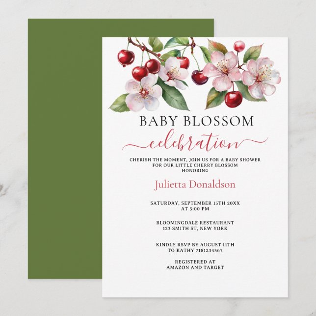 Convite Chá de fraldas de Cerejas de Aquicultura (Frente/Verso)