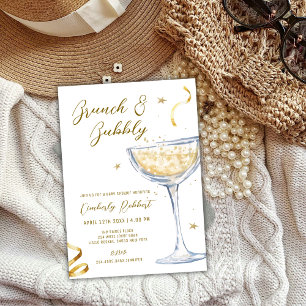 Convite Chá de fraldas de champanhe Dourado Elegante Brunc