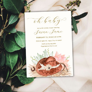 Convite Chá de fraldas de chapéu de cowboy do deserto de B