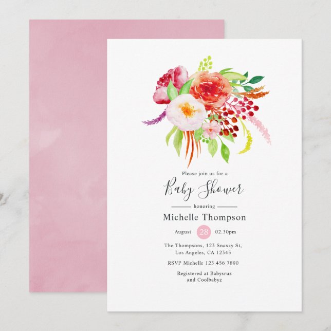 Convite Chá de fraldas de Charme Rustico Vintage (Frente/Verso)