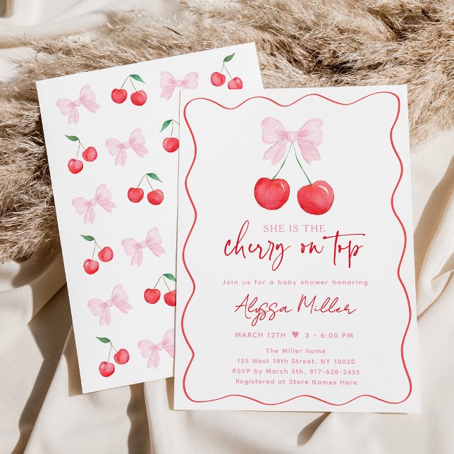 Convite Chá de fraldas de Cherry Arco rosa (Criador carregado)