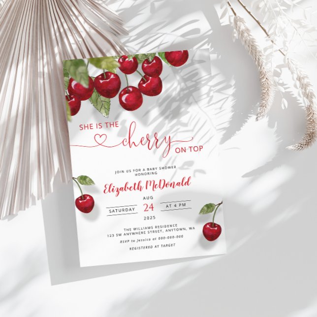 Convite Chá de fraldas de Cherry | Berry Sweet Baby (Criador carregado)