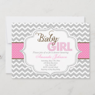 Convite Chá de fraldas De Chevron Para Bebês Mod Chic