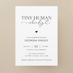 Convite Chá de fraldas de Chic Heart Script Tiny Human Shi