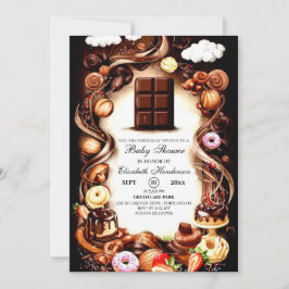 Convite Chá de fraldas de Chocolate de Aquarela