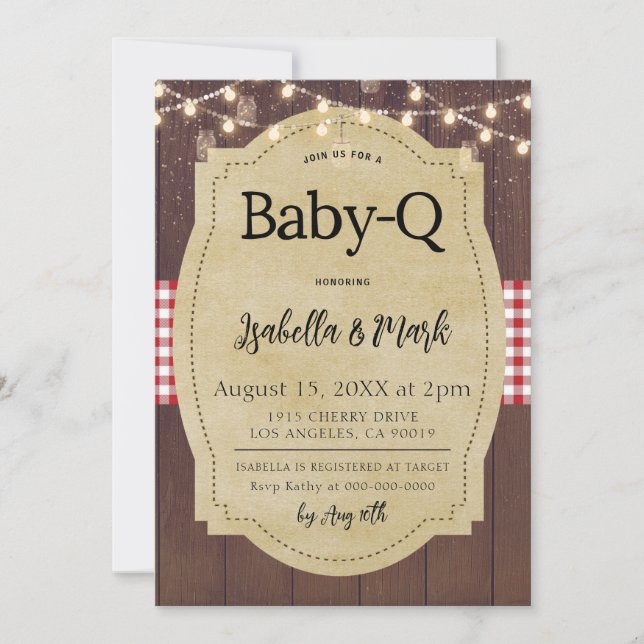 Convite Chá de fraldas de churrasco Baby-Q (Frente)