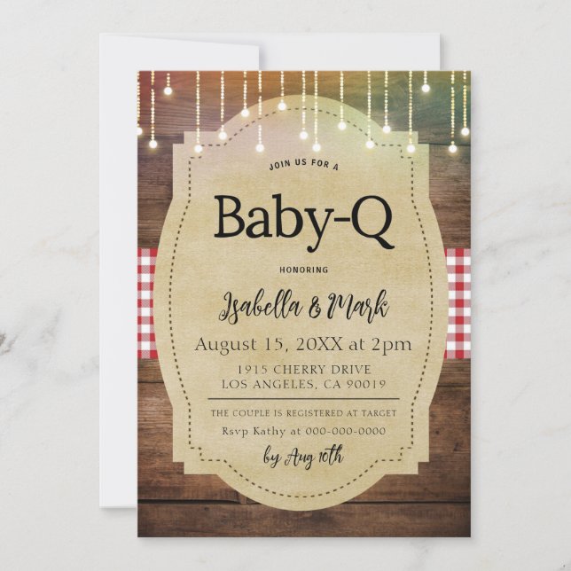 Convite Chá de fraldas de churrasco Baby-Q (Frente)
