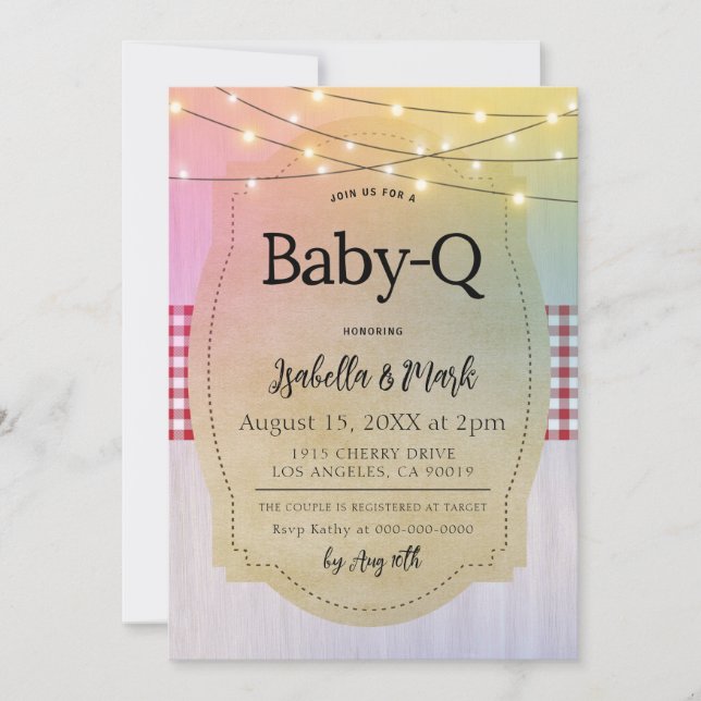 Convite Chá de fraldas de churrasco Baby-Q (Frente)