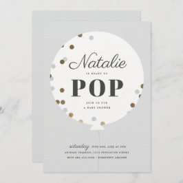 Convite Chá de fraldas de cinza de balão pronto para pop c