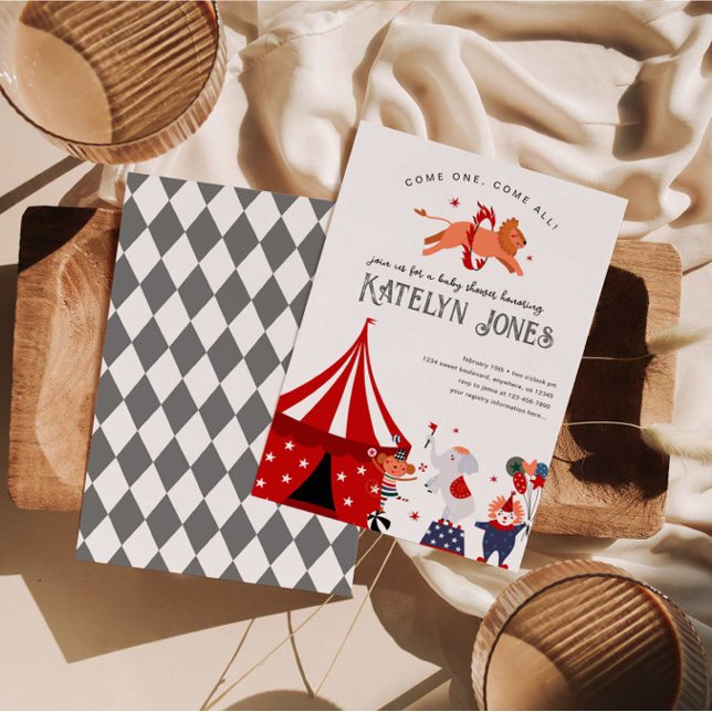 Convite Chá de fraldas de Circo ou Carnaval (Criador carregado)