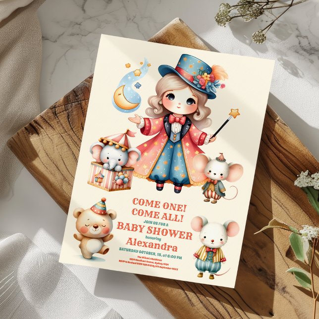 Convite Chá de fraldas de Circus (Criador carregado)