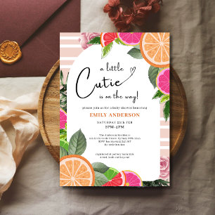 Convite chá de fraldas de Citrus - Laranja Pequena Cutie