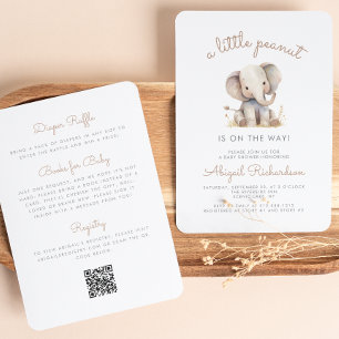 Convite Chá de fraldas de Código QR de Elefante de Pequeno