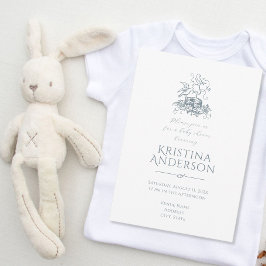 Convite Chá de fraldas de Código QR do Nest do Pássaro Vin