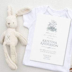 Convite Chá de fraldas de Código QR do Nest do Pássaro Vin