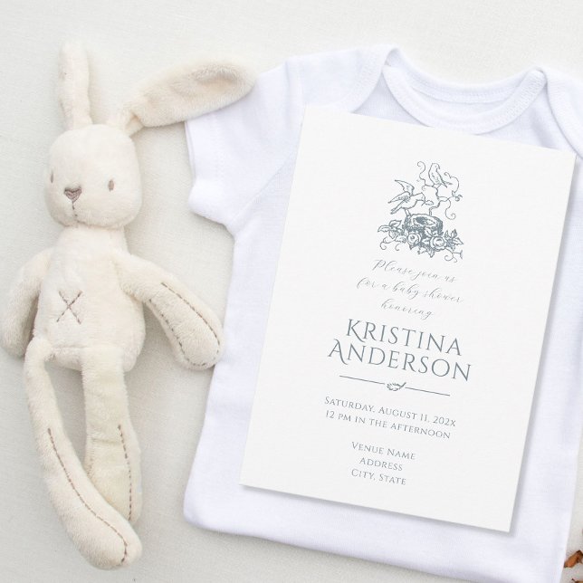 Convite Chá de fraldas de Código QR do Nest do Pássaro Vin (Criador carregado)