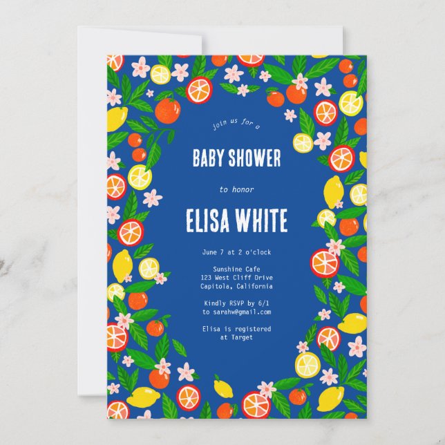 Convite Chá de fraldas de Código QR PERSONALIZADO de Celeb (Frente)