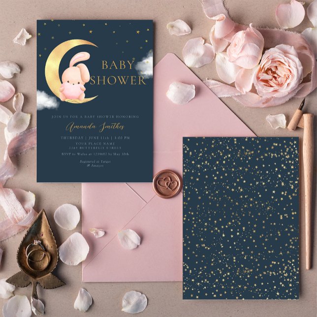 Convite Chá de fraldas de Coelhinha de Boho Bunny Cura Mod (Criador carregado)