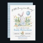 Convite Chá de fraldas de Coelhinho Azul<br><div class="desc">Sweet Boy Watercolor Bunny Chá de fraldas Blue InvitationTodos os designs são © PIXEL PERFECTION PARTY LTD</div>