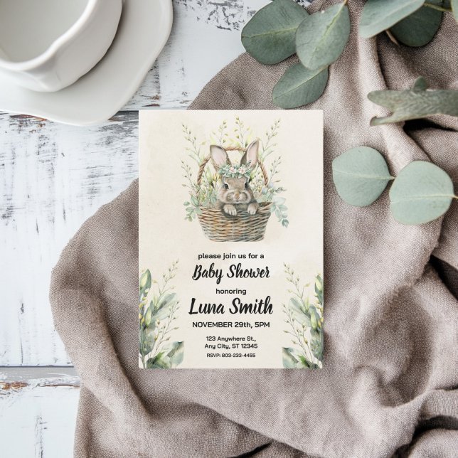 Convite Chá de fraldas de coelho verde (Criador carregado)