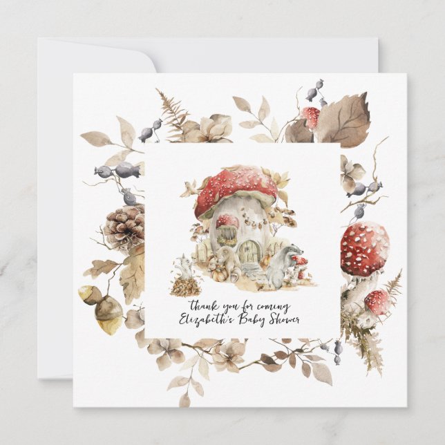 Convite Chá de fraldas de Cogumelo Florestal de Madeira (Frente)