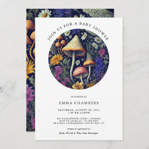Convite Chá de fraldas De Cogumelos De Madeira Cantada