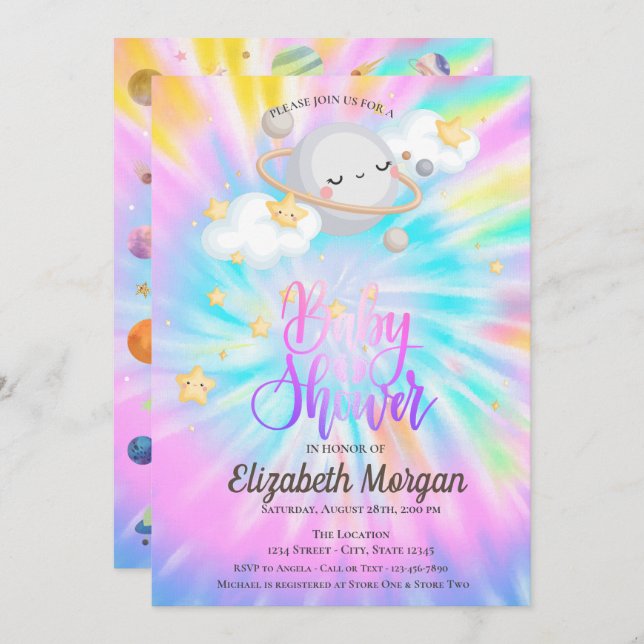 Convite Chá de fraldas de Coluna do Planeta das Estrelas d (Frente/Verso)