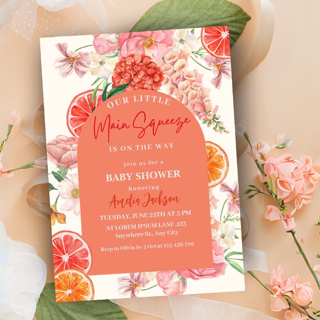 Convite Chá de fraldas de compressão principal da fruta de (Criador carregado)