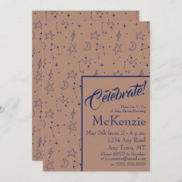 Convite Chá de fraldas de constelações Celestiais Elegante