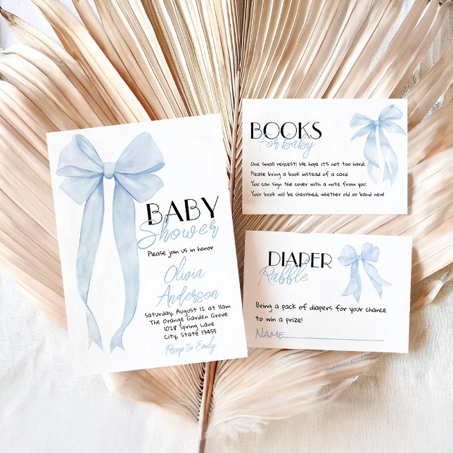 Convite Chá de fraldas de coquete de desenho de Arco azul (Criador carregado)